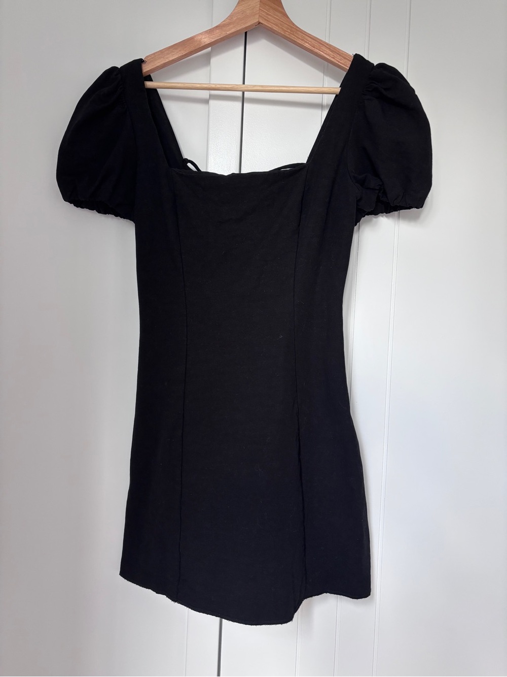 Black Puff-Sleeve Mini Dress